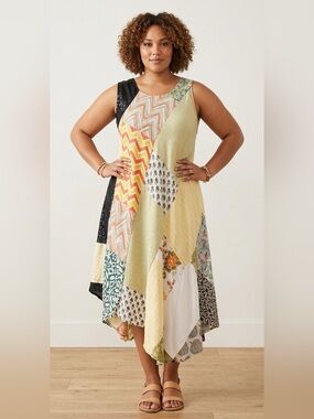 HANDMADE Handkerchief Patchwork Dress - Size M to XL